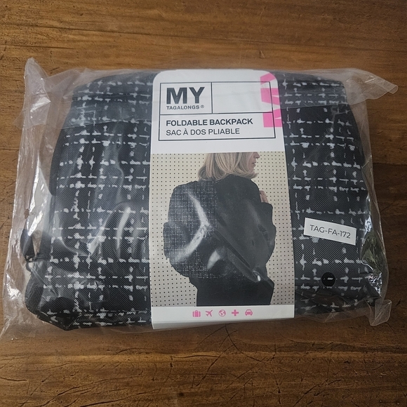 My Tagalongs Handbags - MYTAGALONGS Black and White Foldable Backpack